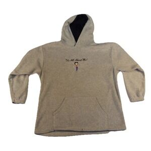 Womens Fleece Hoodie Gray Betty Boop It's All About Me Cozy Kangaroo Pockets